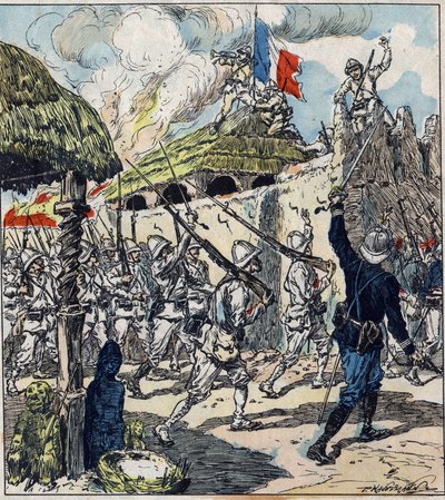 Spedizione francese in Dahomey (ora Benin). Le truppe francesi entrarono ad Abomey il 17 novembre da French School