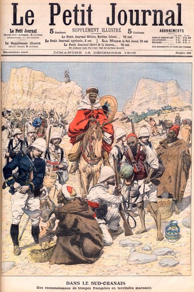 Spedizione di ricognizione francese nel sud del Marocco Illustrazione per Le petit Journal, dicembre 1906 da French School