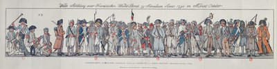 Soldati francesi in Germania, 1795 (incisione a colori) da French School
