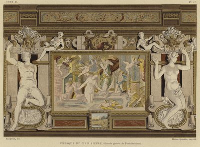 Affresco nel Castello di Fontainebleau, Francia, XVI secolo da French School