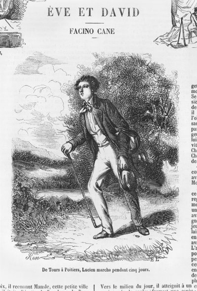 Da Tours a Poitiers, Lucien de Rubempre cammina per cinque giorni, illustrazione da 