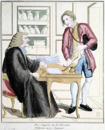 Dai supporti della chicana, liberaci Signore: Caricatura sulla tassa di caccia, fine XVIII secolo da French School
