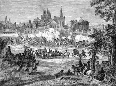 Fronde: Battaglia del Faubourg St Antoine avvenuta il 2 luglio 1652 a Parigi da French School