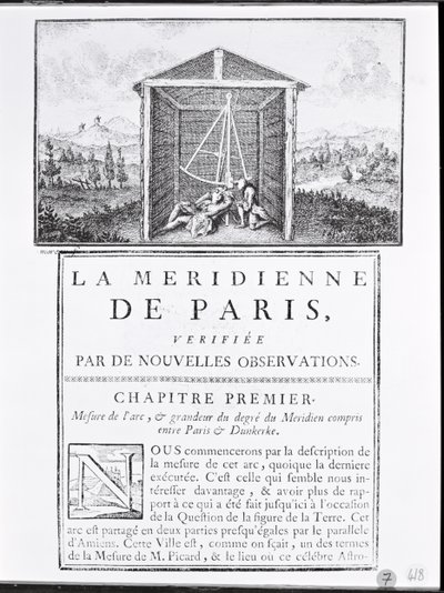 Prima pagina del primo capitolo di La Meridienne de Paris di Cesar-Francois Cassini de Thury da French School
