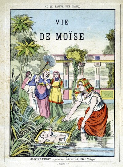 Frontespizio del libro "Vita di Mosè", ed. Olivier Pinot, Epinal, fine XIX secolo da French School