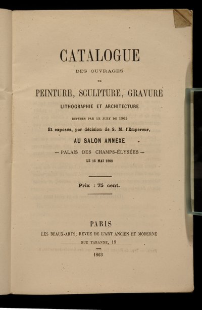 Frontespizio per il catalogo del Salon des Refusés, 1863 da French School