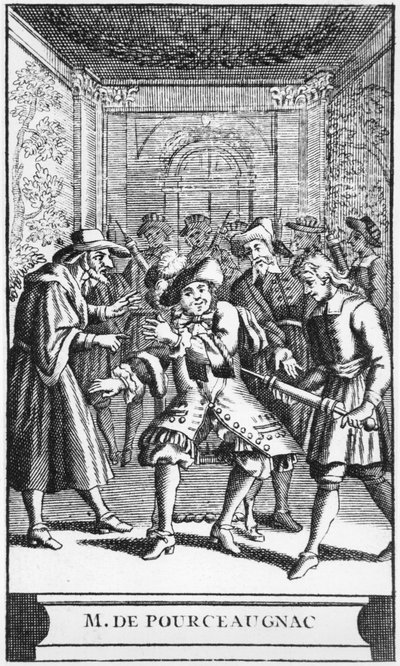 Illustrazione del frontespizio di Monsieur de Pourceaugnac di Molière, c.1669 da French School