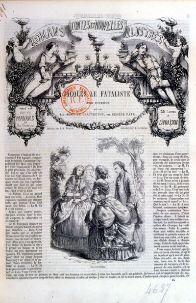 Frontespizio di una raccolta di romanzi e racconti con Jacques le Fataliste di Diderot, pubblicata a Parigi nel 1849 da French School