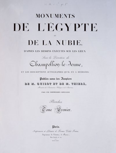 Frontespizio del 1° Volume di Monuments de l