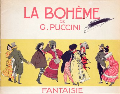 Frontespizio del foglio di partitura per La Bohème di Puccini, inizio XX secolo da French School