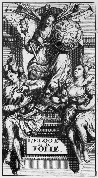 Frontespizio di In Praise of Folly di Desiderius Erasmus da French School