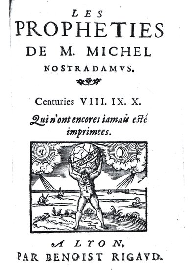 Frontespizio di Le profezie di M. Michel Nostradamus, pub. da Benoist Rigaud, 1568 da French School