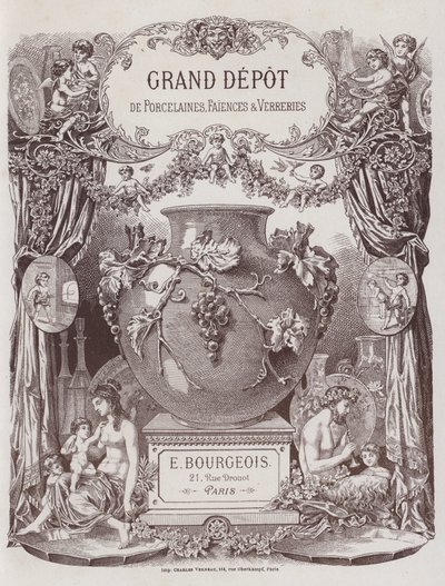 Frontespizio del catalogo del Grand Depot de Porcelaines, Faiences et Verreries da French School
