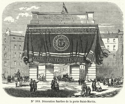 Decorazione funebre della Porte Saint-Martin in onore delle vittime della rivolta dei giorni di giugno, Parigi da French School
