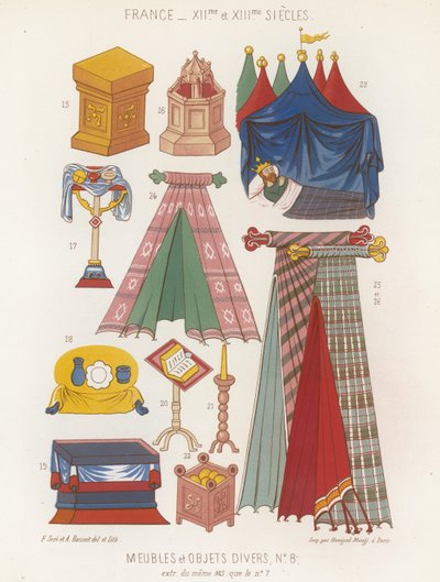 Mobili e vari oggetti del XII e XIII secolo da French School