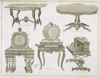 Design di mobili di Lefevre-Chauveaux, da Album Dessins de Meubles da French School