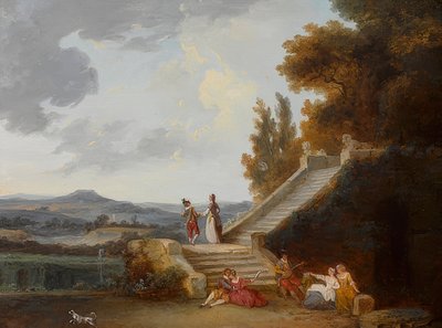 Società galante in un paesaggio di parco da French School