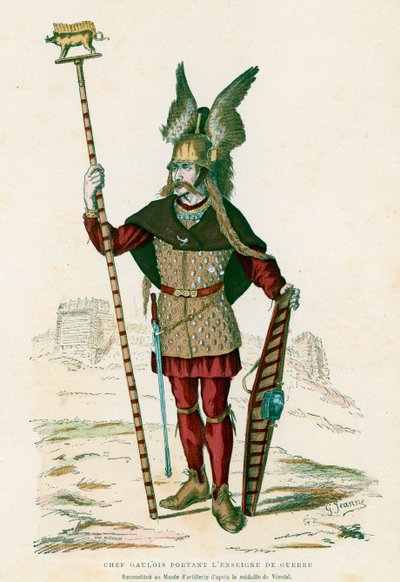 Capo gallico che porta le insegne di guerra da French School