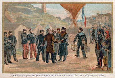 Gambetta lascia Parigi nella mongolfiera Armand-Barbes da French School