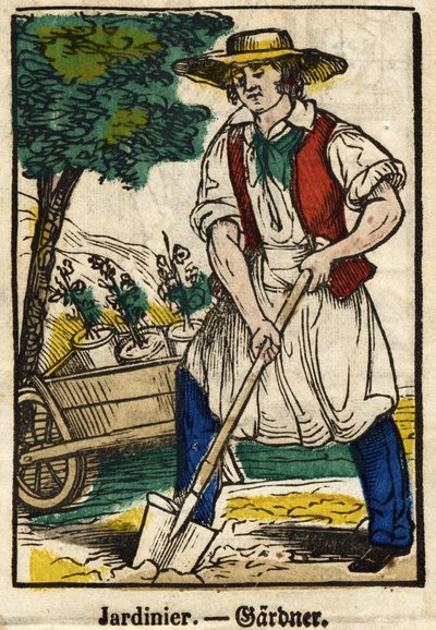 Giardiniere; Serie sui mestieri, immagine di Epinal del XIX secolo da French School