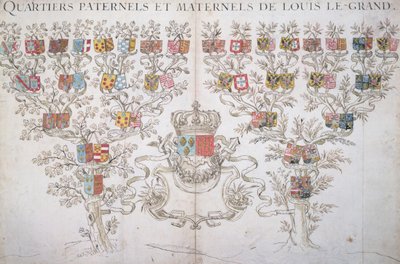 Genealogia di Luigi XIV (1638-1715) che mostra il suo diritto alla corona di Francia, 1643 da French School