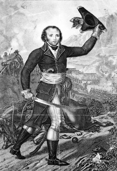 Generale Alexandre Dumas in uniforme repubblicana francese sul campo di battaglia, c.1797 da French School