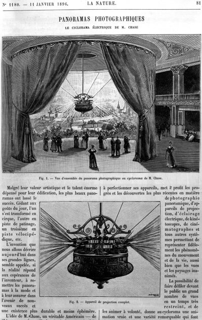 Vista generale del Chase Electric Cyclorama, tratta da La Nature, 1896 da French School