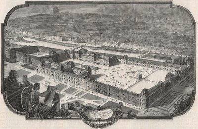 Veduta generale del Palais du Louvre e delle Tuileries nel 1852 - Incisione in "Tableau-de-Paris" di Edmond Texier 1852 da French School