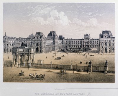 Veduta generale del nuovo Louvre: Arc du Carrousel - Incisione del 19° secolo da French School
