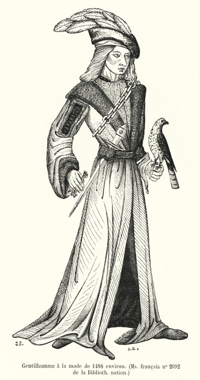 Gentiluomo alla moda del 1488 circa da French School