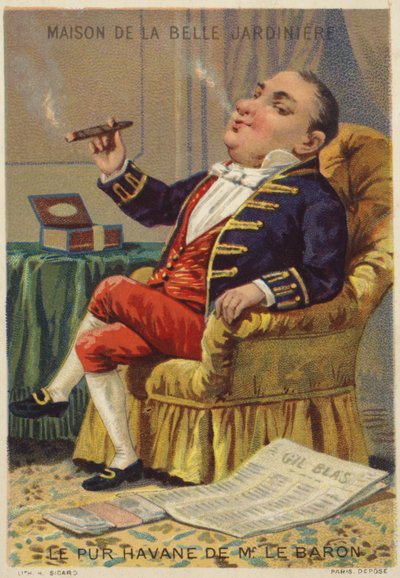 Gentiluomo che fuma un sigaro da French School