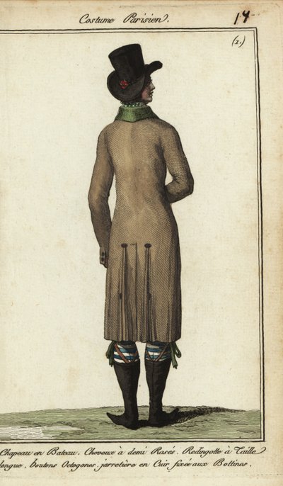Gentiluomo con lungo cappotto da equitazione da French School