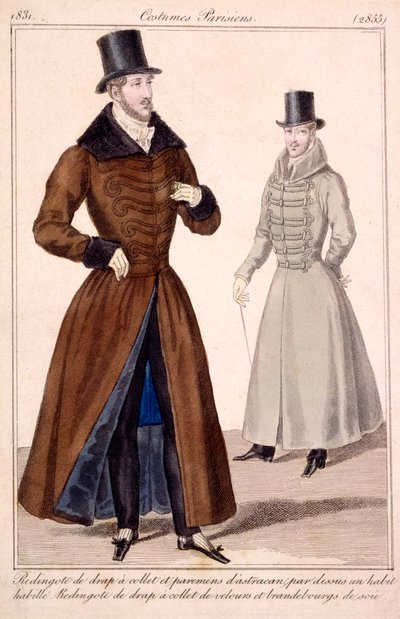 Cappotti invernali da gentiluomo, da Costumes Parisiens 1779 da French School