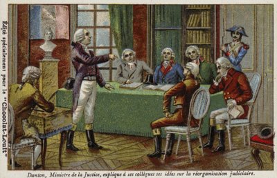 Georges Danton, Ministro della Giustizia, spiega le sue idee sulla riorganizzazione giudiziaria ai suoi colleghi, 1792 da French School
