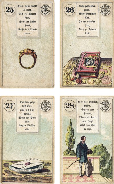 Edizione tedesca del mazzo di cartomanzia francese Lenormand: L