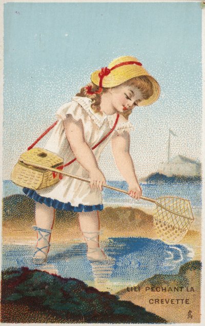 Ragazza che pesca gamberetti da French School