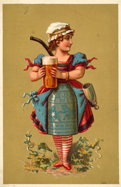 Ragazza che tiene un grande bicchiere di birra da French School