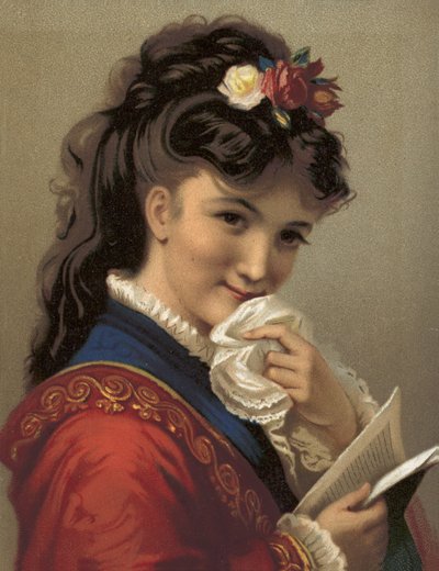 Ragazza che ride (cromolito) da French School