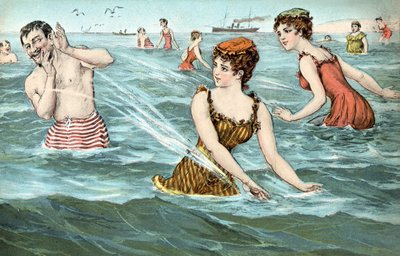 Ragazze che schizzano un uomo nel mare da French School