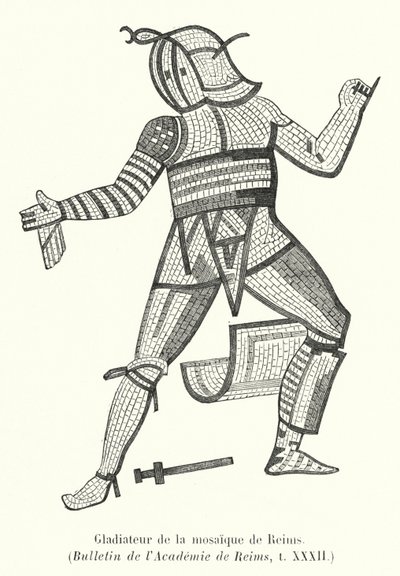Gladiatore del mosaico di Reims da French School