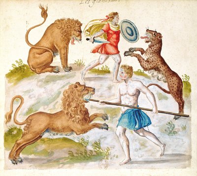 Gladiatori che combattono con animali da French School