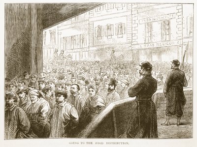 Andando alla distribuzione del cibo, illustrazione da Cassells History of the War between France and Germany, 1870-1871 da French School