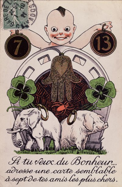 Cartolina di buona fortuna, c.1920 da French School