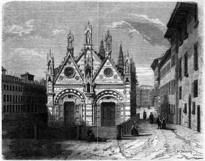 Architettura gotica: veduta esterna della Chiesa di Santa Maria della Spina (XIII secolo-XIV secolo) a Pisa, Italia da French School