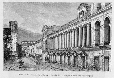 Palazzo del Governo a Quito, Ecuador - in “Il giro del mondo” 2° sem. 1883 da French School