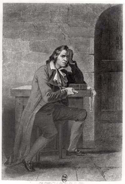 Gracchus Babeuf (1760-97) che si pugnala da French School