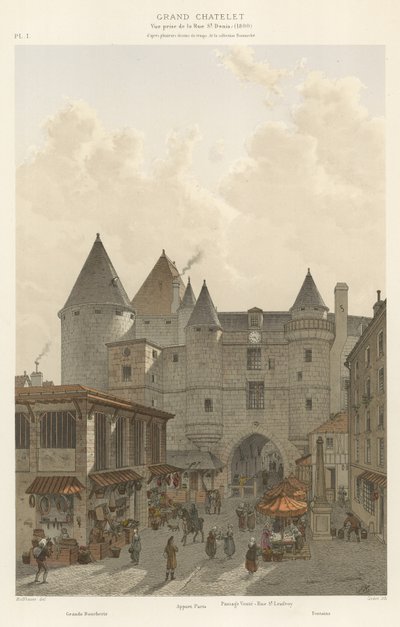 Grand Châtelet, vista presa da Rue St Denis, 1800 da French School