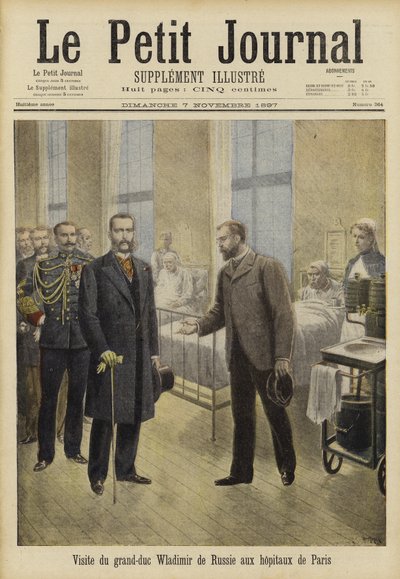 Il Granduca Vladimir di Russia visita gli ospedali di Parigi, 1897 da French School