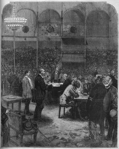 Sciopero dei carrettieri di Parigi nel 1878: elezione dei delegati alla compagnia dei Piccoli Carri nel circo Fernando. Incisione in 