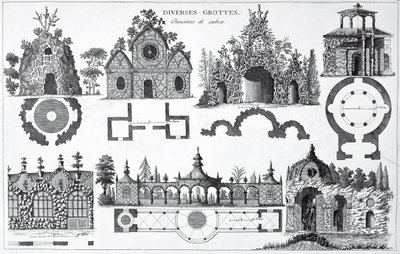 Progetti per grotte da Jardins Anglo-Chinois di George Louis Le Rouge, pubblicato 1775-78 da French School